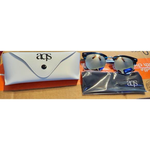 AQS MILO 49MM Clubmaster Blue Sunglasses NEW main image 5